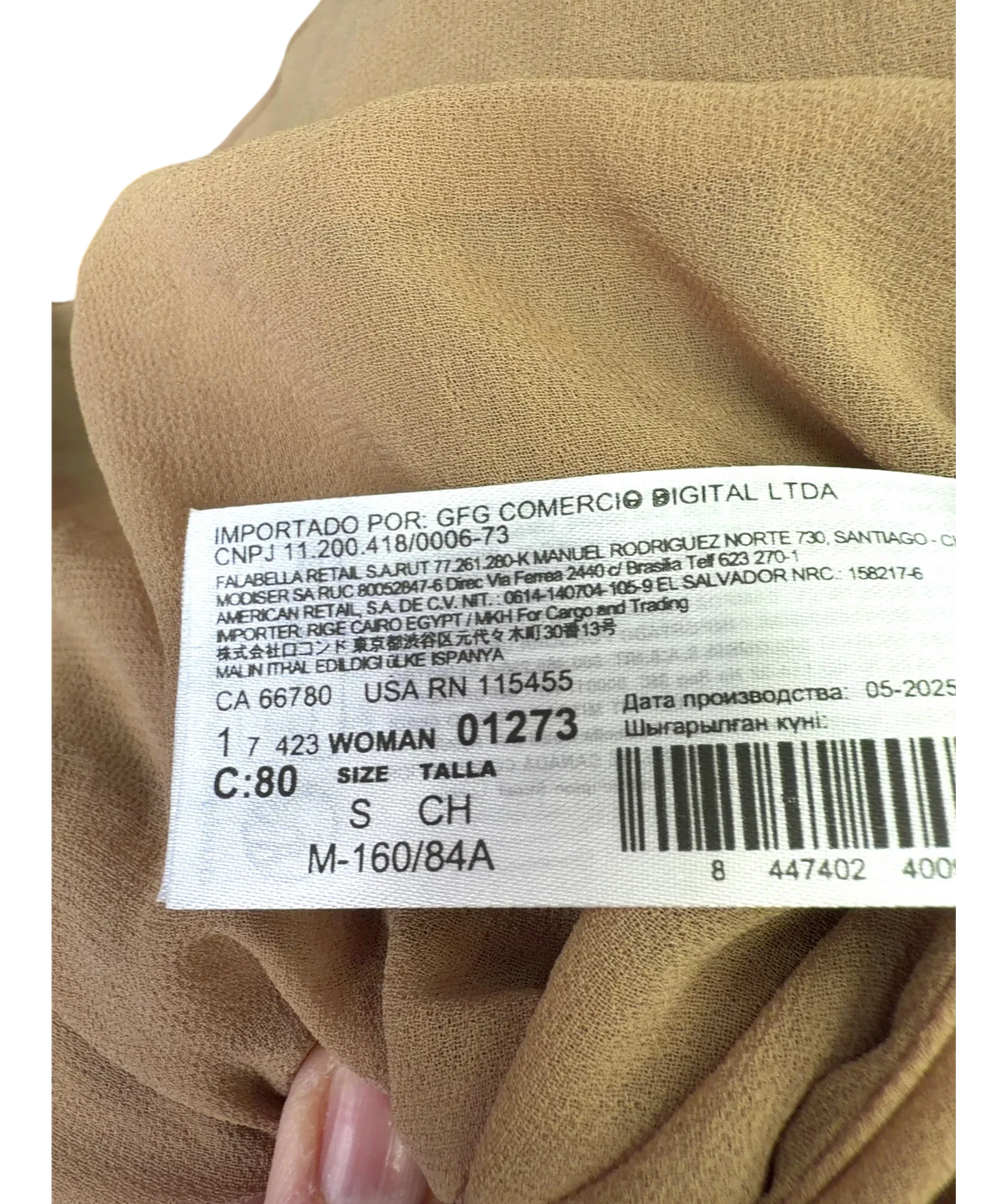 Supriya Lele x Mango Beige Long Semi-Transparent Halterneck Dress, size UK S — fabric detail