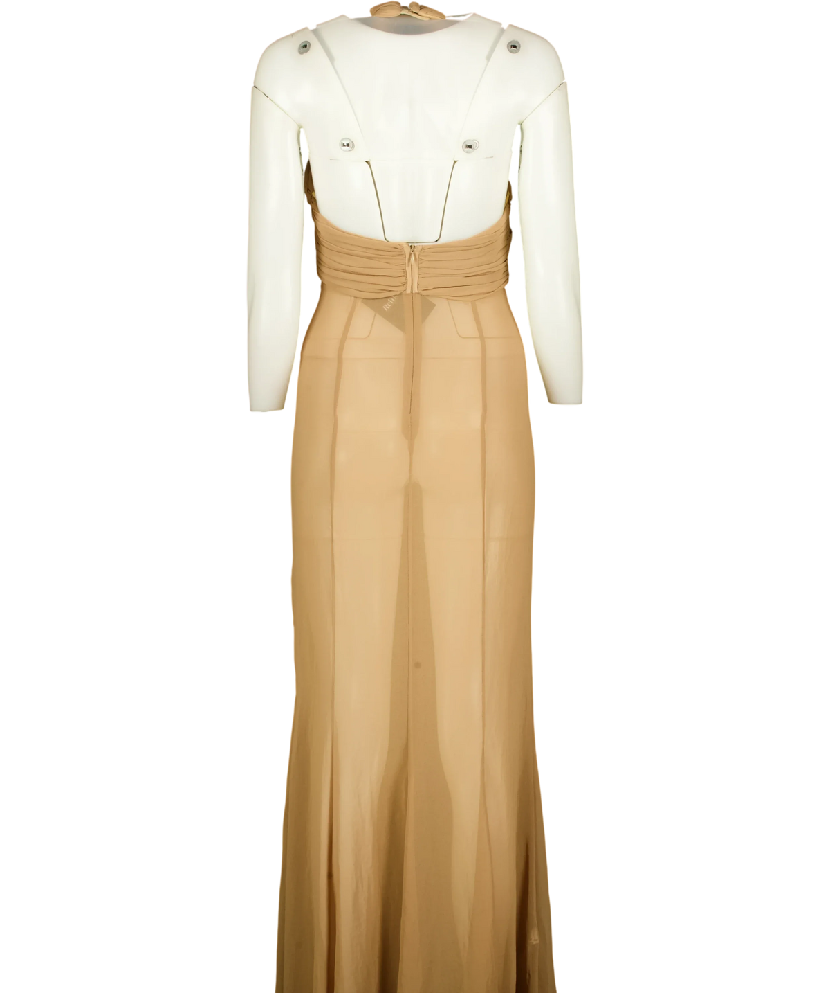 Supriya Lele x Mango Beige Long Semi-Transparent Halterneck Dress, size UK S — back