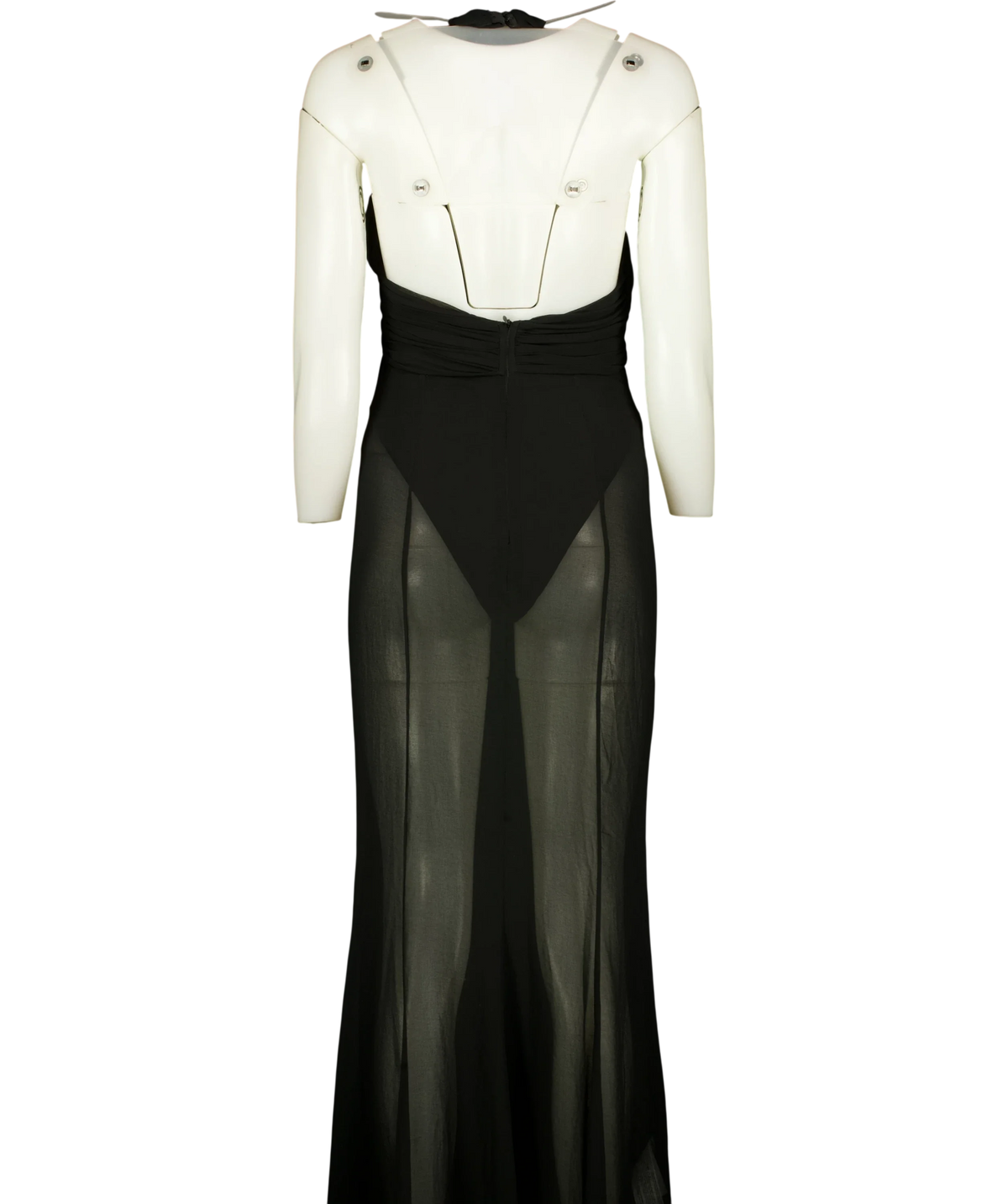 SUPRIYA LELE x MANGO Black sheer halterneck dress, size UK S — back
