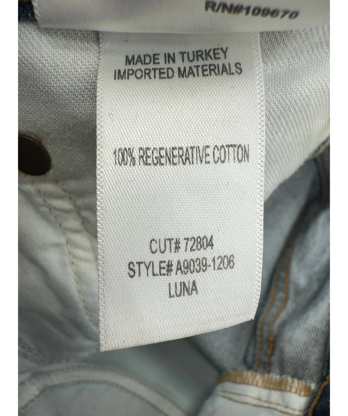 AGOLDE Blue Luna, size W27 — label