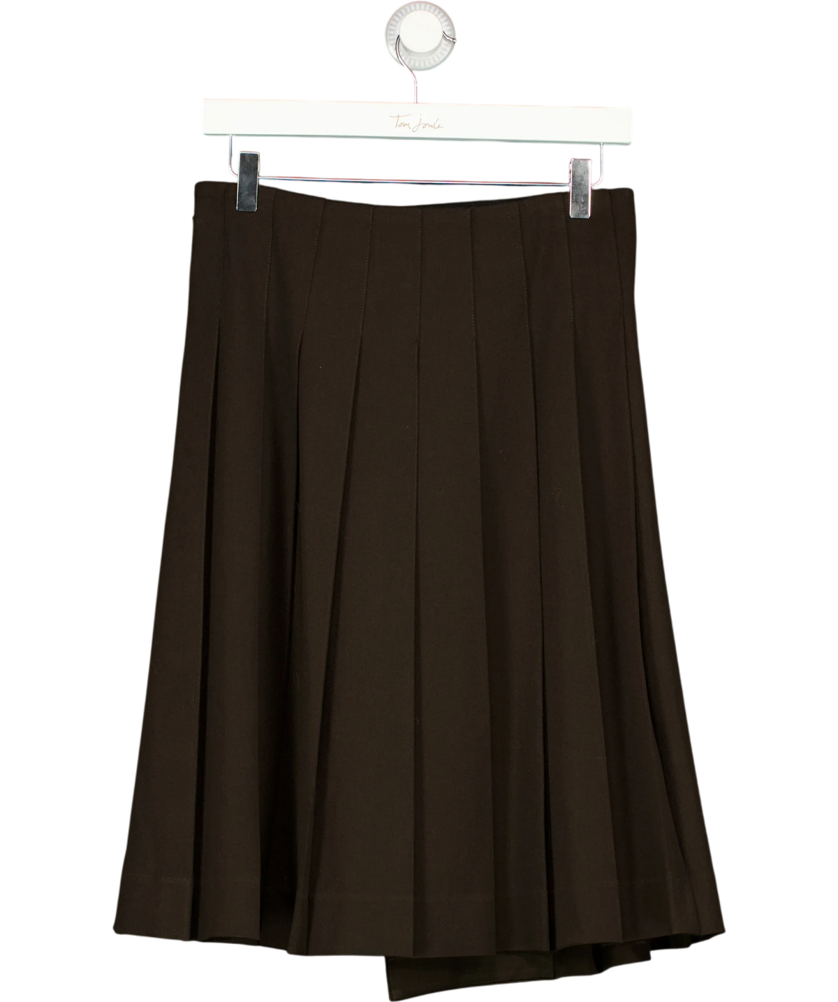 M&S dark brown Autograph Wool Blend Pleated Midi Kilt Skirt, size UK 8 — back