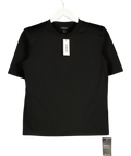KAREN MILLEN Black Power Shoulder Jersey T-Shirt, size UK XS — front
