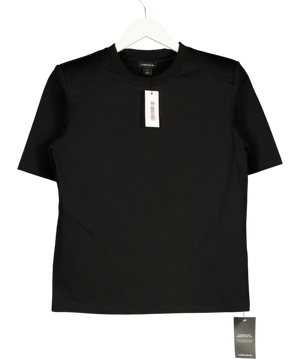 Karen Millen Power Shoulder Jersey T-Shirt Black UK XS
