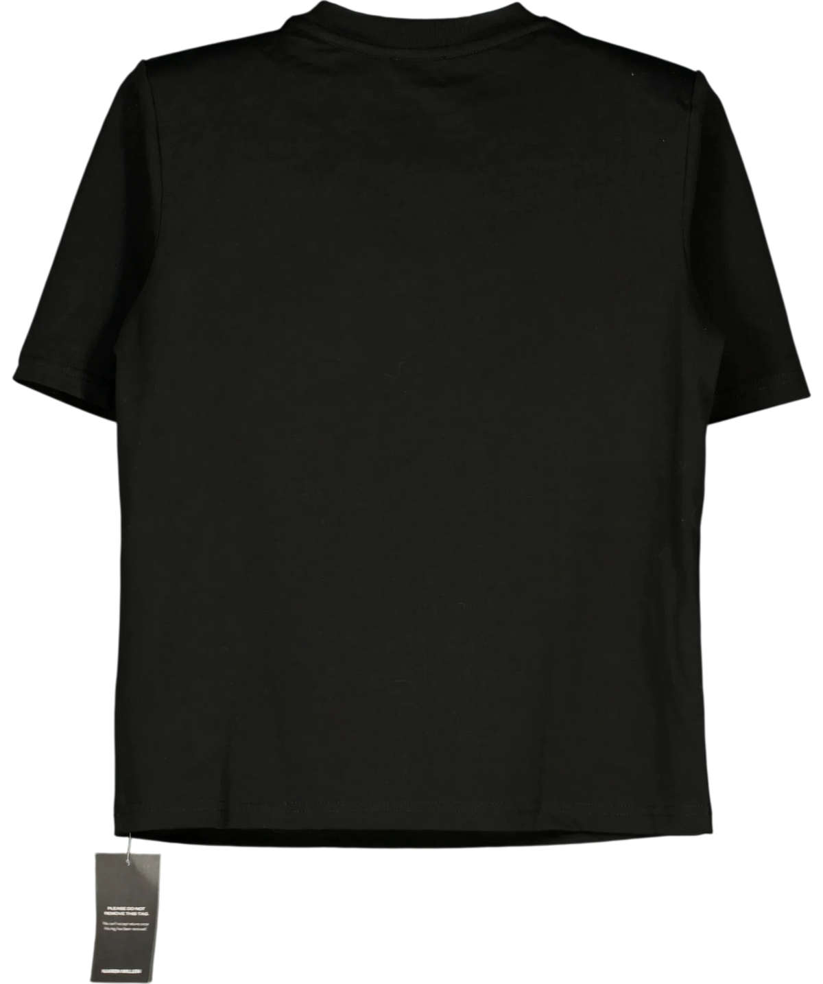 KAREN MILLEN Black Power Shoulder Jersey T-Shirt, size UK XS — back