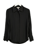 Autograph Black Black Cupro-Blend Blouse / Shirt, size UK 14 — front