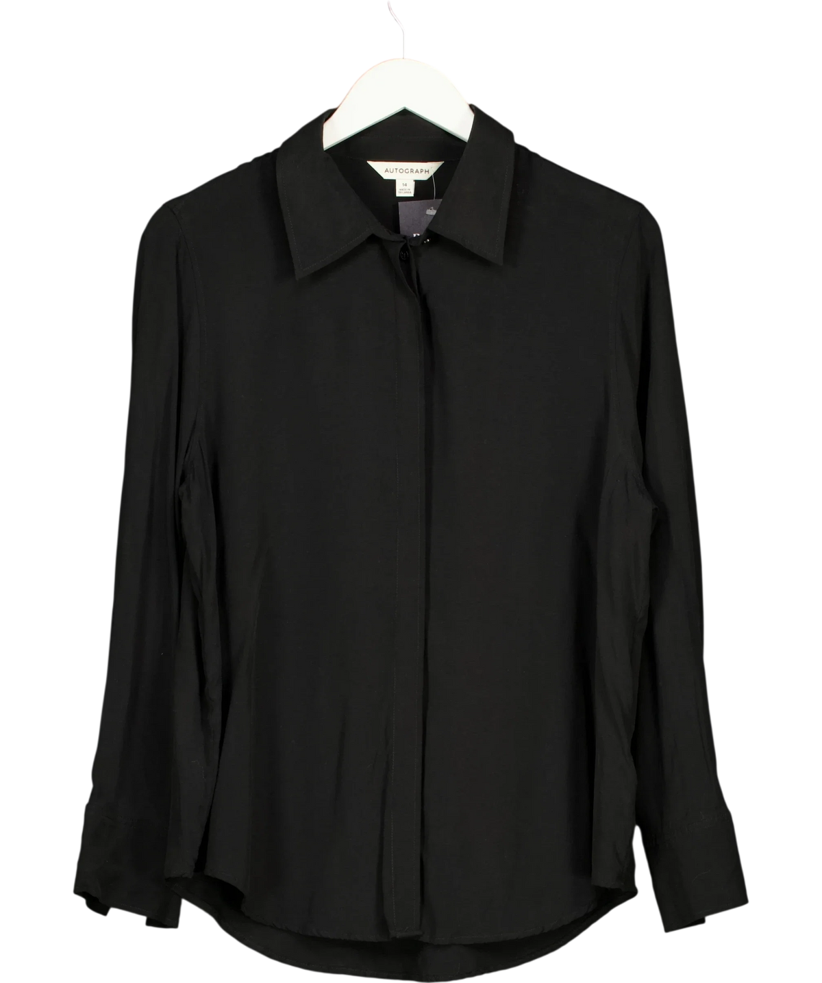 Autograph Black Black Cupro-Blend Blouse / Shirt, size UK 14 — front