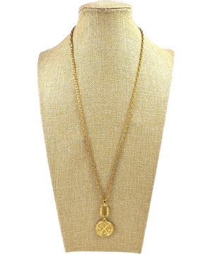 Pandora ME Gold Large Openable Link Pendant Necklace & Crossing Arrows Oversized Medallion