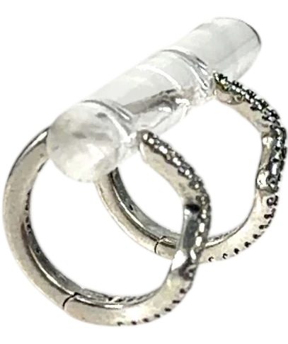 Pandora silver Sparkling Wave Hoop Earrings — back