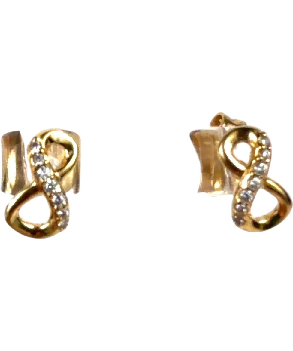 Pandora gold Sparkling Infinity Stud Earrings — front