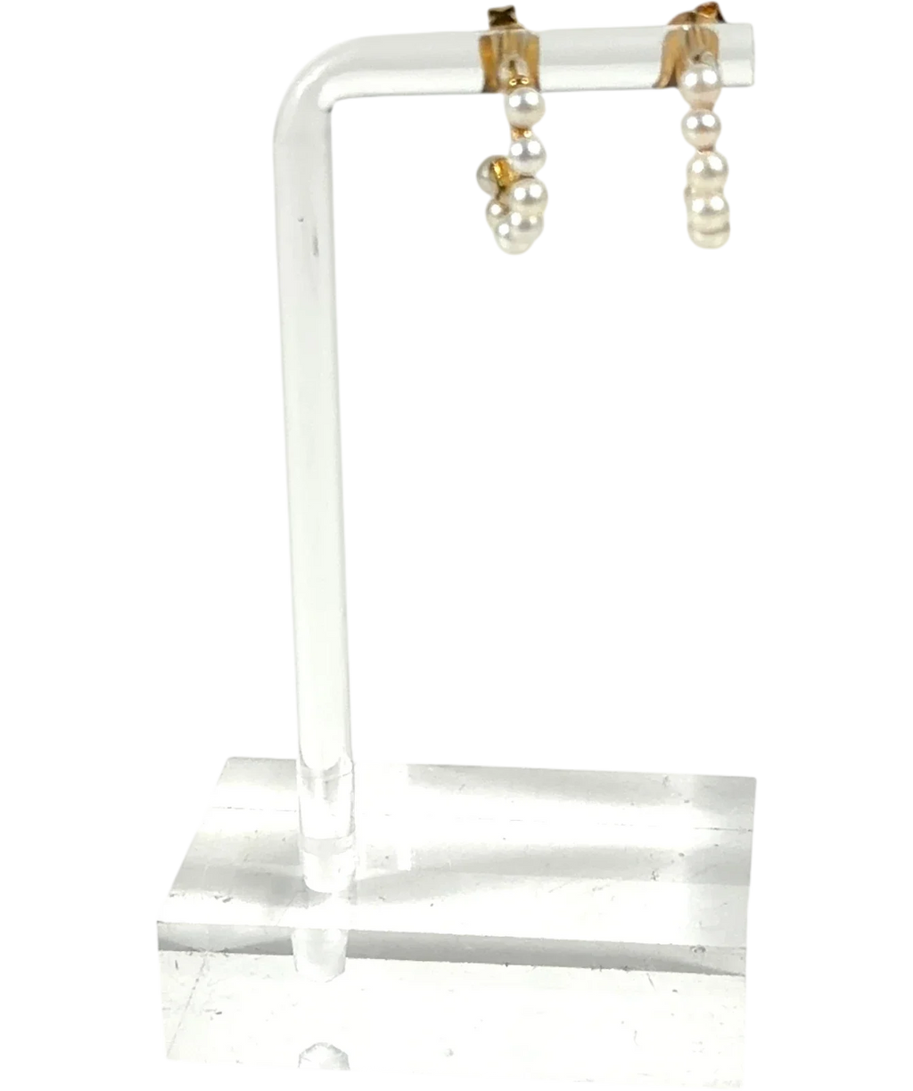 Pandora gold Mayzee Cluster Mini Pearl Gold Tone Hoop Earrings — front