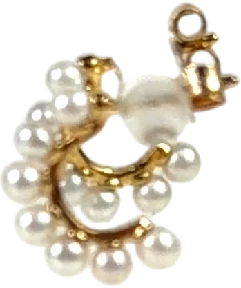 Pandora gold Mayzee Cluster Mini Pearl Gold Tone Hoop Earrings — back