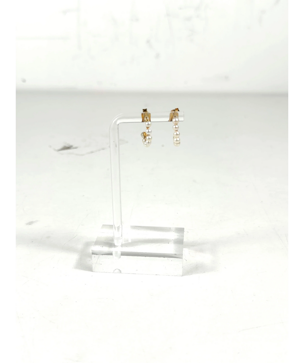 Pandora gold Mayzee Cluster Mini Pearl Gold Tone Hoop Earrings — label