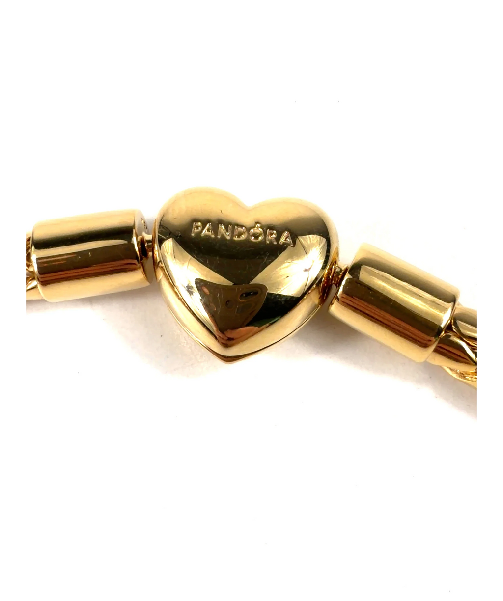 Pandora gold Pandora Moments Studded Chain 14k Gold-Plated Necklace with a Heart Clasp — detail