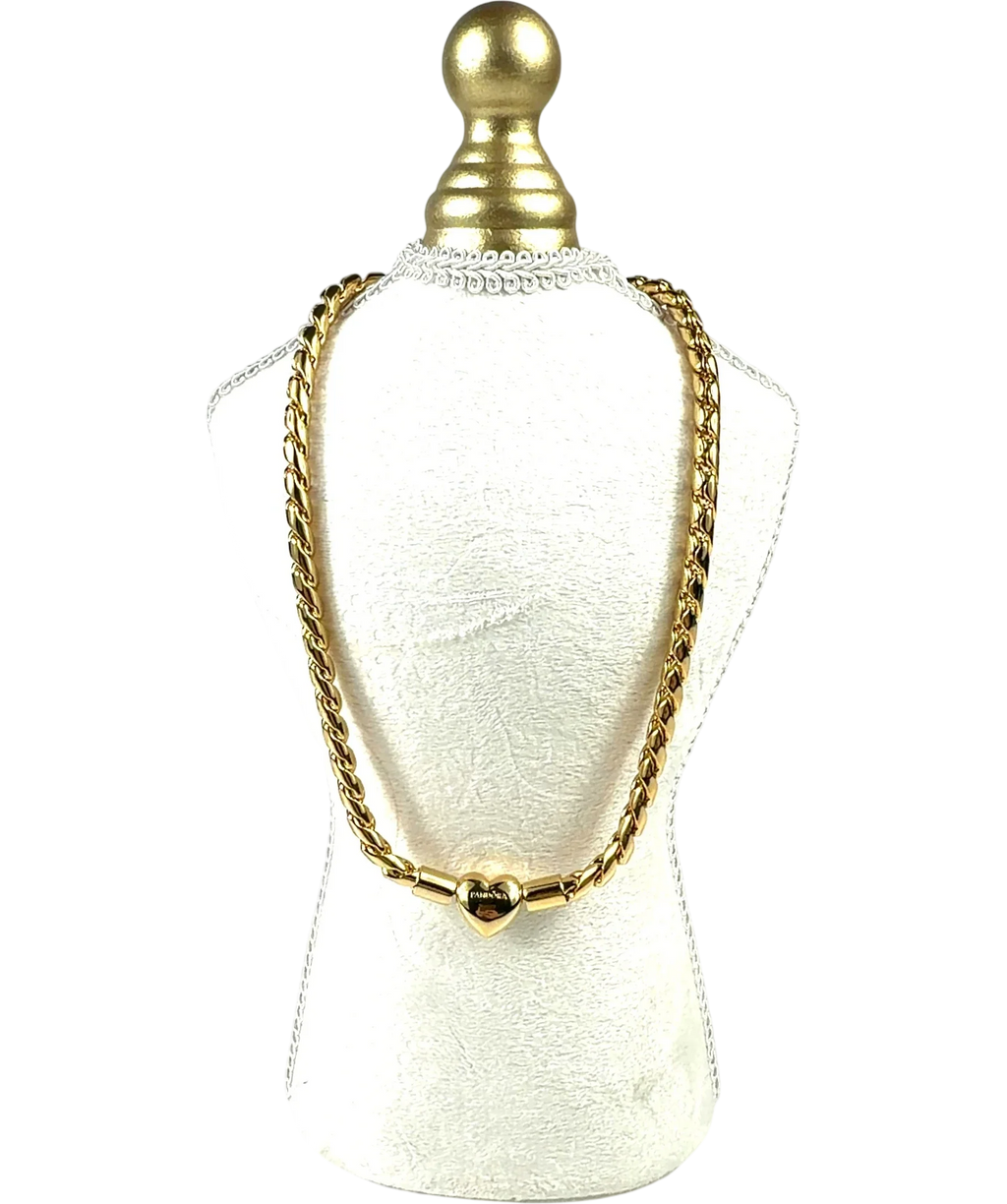 Pandora gold Pandora Moments Studded Chain 14k Gold-Plated Necklace with a Heart Clasp — fabric detail