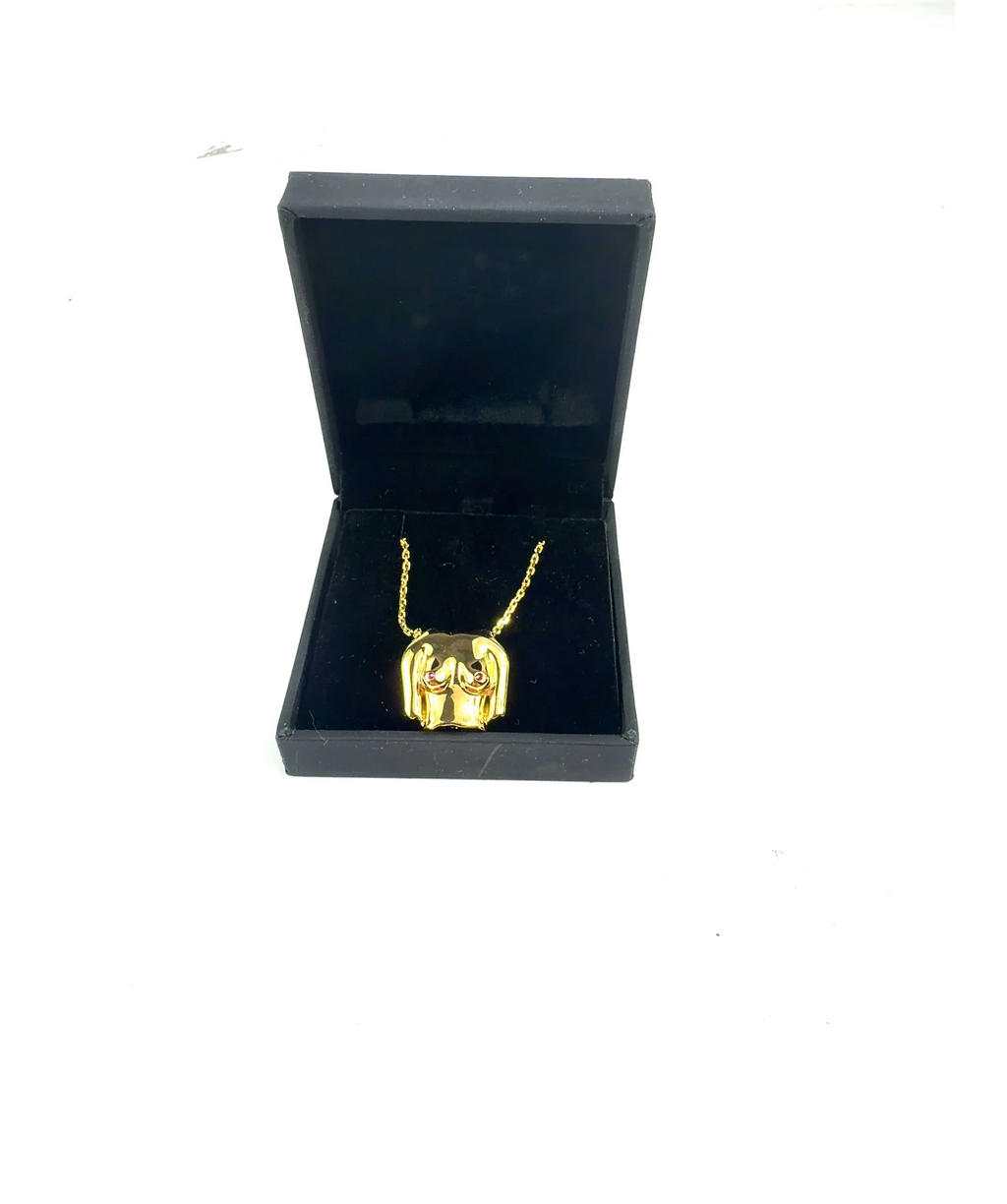 Anissa Kermiche gold Rubies Boobies Necklace — care label
