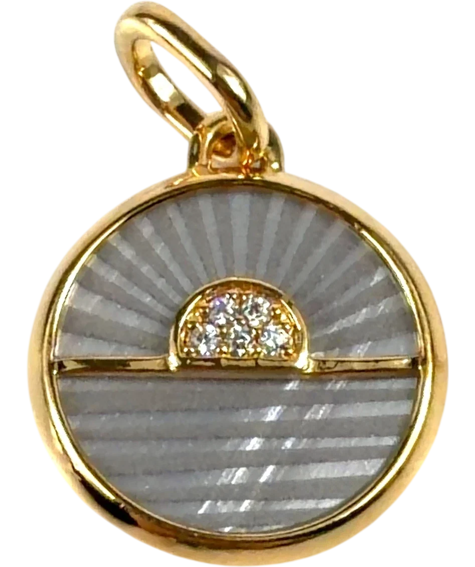 ALE MET (Pandora) gold sunburst/sunrise disc pendant — front