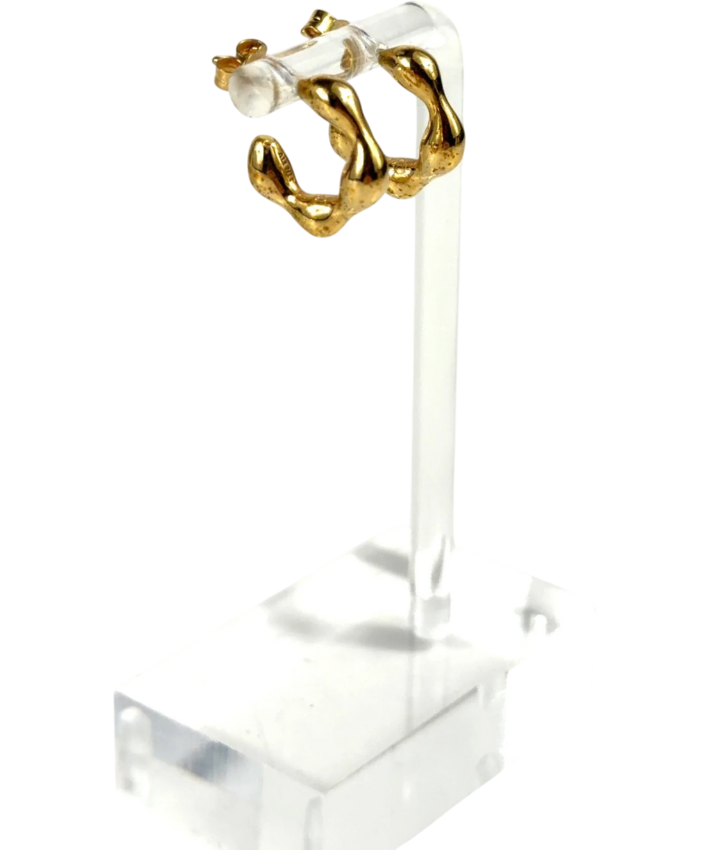 Pandora gold Rippled Hoop Earrings — back