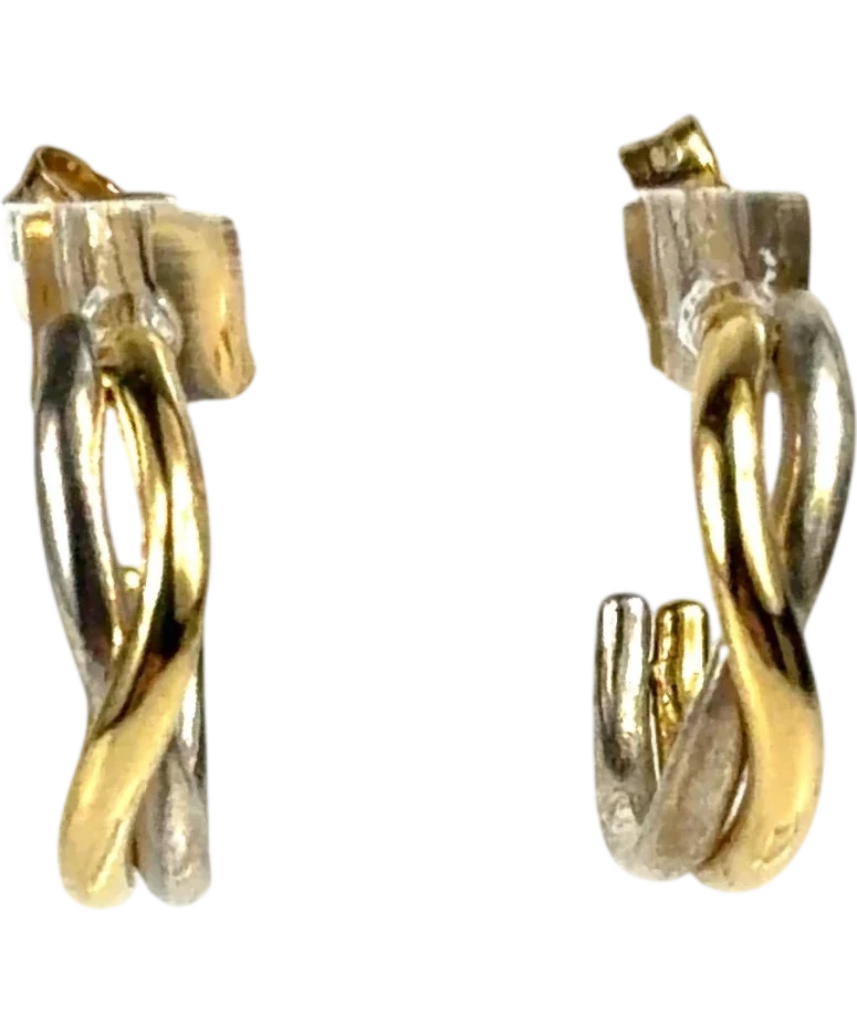 Pandora gold Two-Tone Silver & 14k Gold Intertwined Hoop Earrings — front