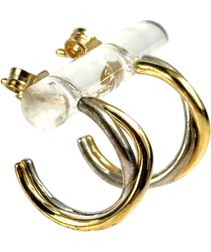 Pandora Organically Shaped Two-Tone Open Hoop Earrings