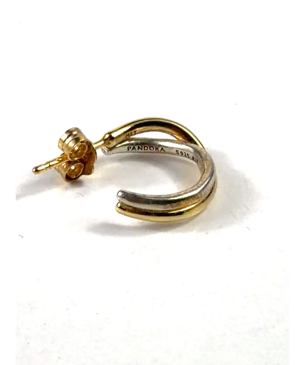 Pandora gold Two-Tone Silver & 14k Gold Intertwined Hoop Earrings — detail