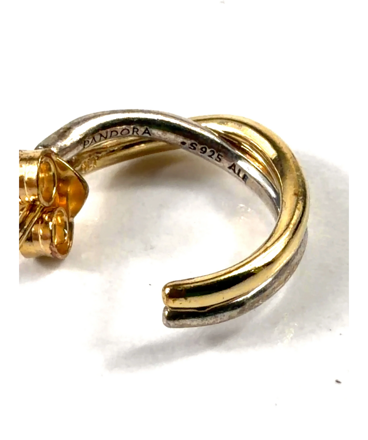 Pandora gold Two-Tone Silver & 14k Gold Intertwined Hoop Earrings — label