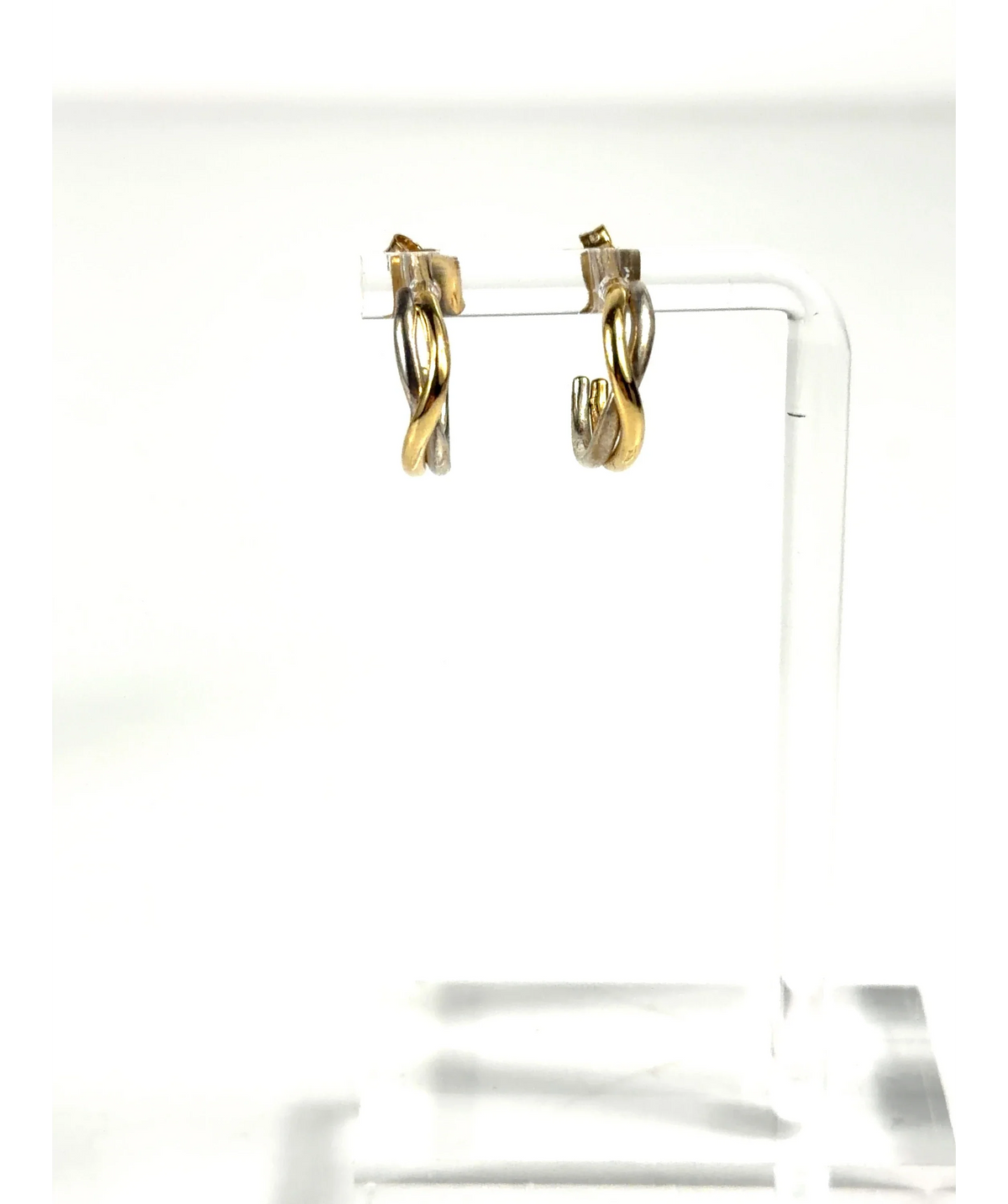 Pandora gold Two-Tone Silver & 14k Gold Intertwined Hoop Earrings — care label