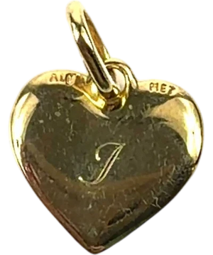 Ale Met -Pandora Yellow Gold  Heart-Shaped Initial "J" Pendant