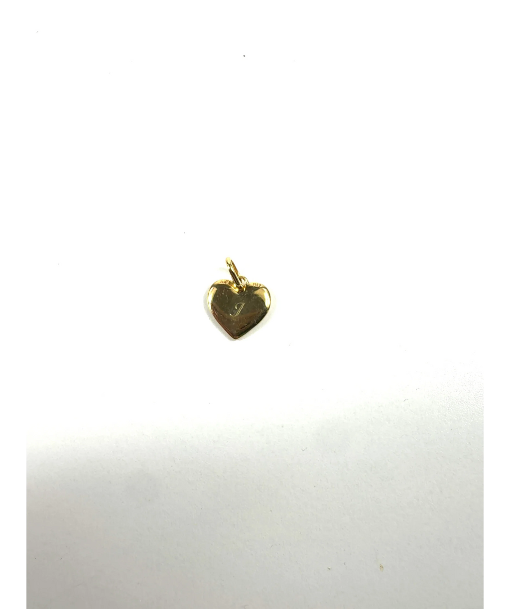 ALE MET (Pandora) Metallic heart-shaped initial pendant — care label