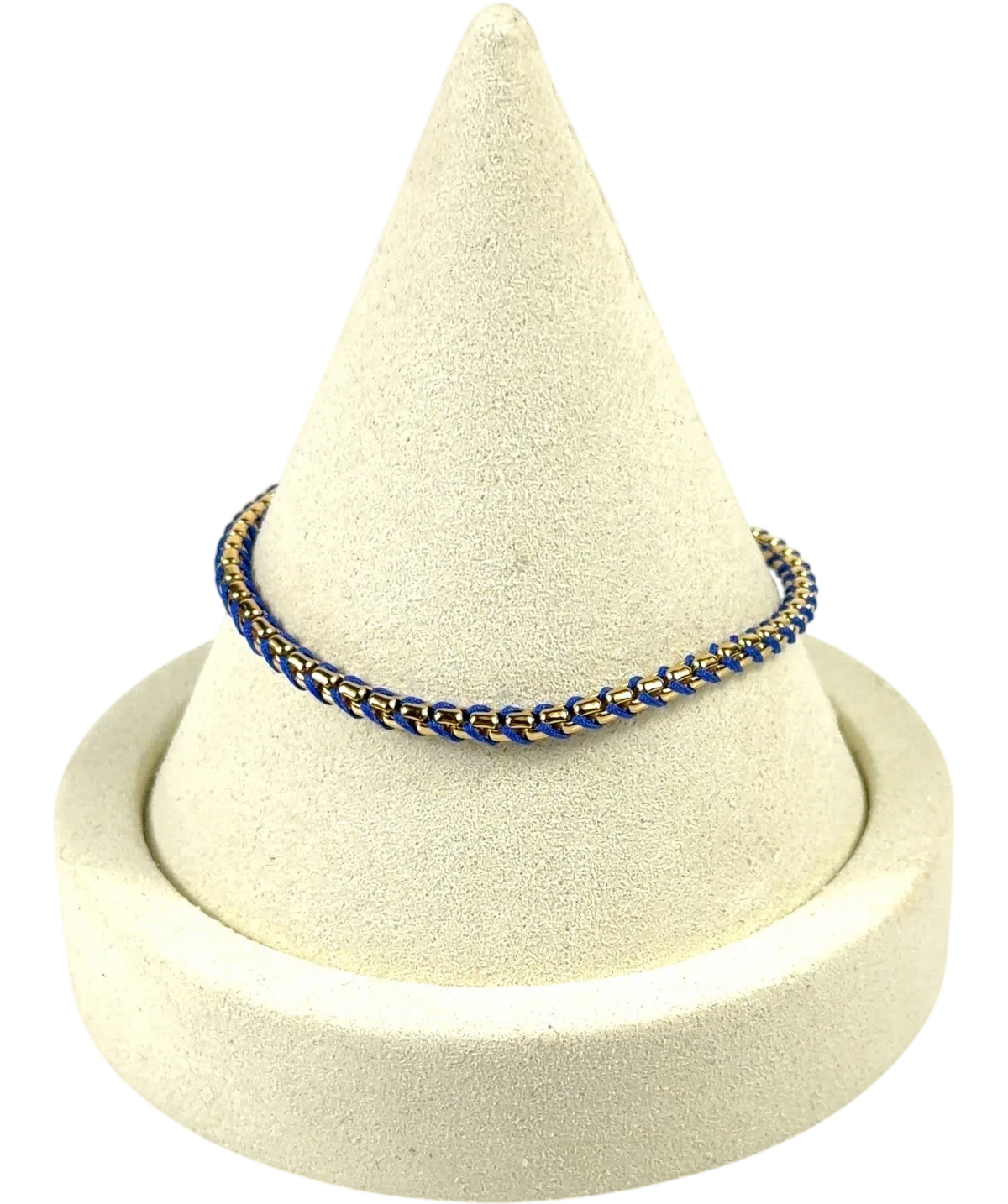 Pandora gold Blue Cord Box Chain Bracelet (Gold-Plated), size UK S/M — front
