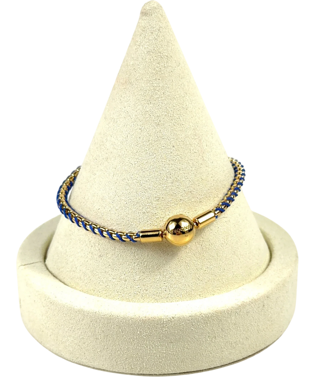 Pandora gold Blue Cord Box Chain Bracelet (Gold-Plated), size UK S/M — back
