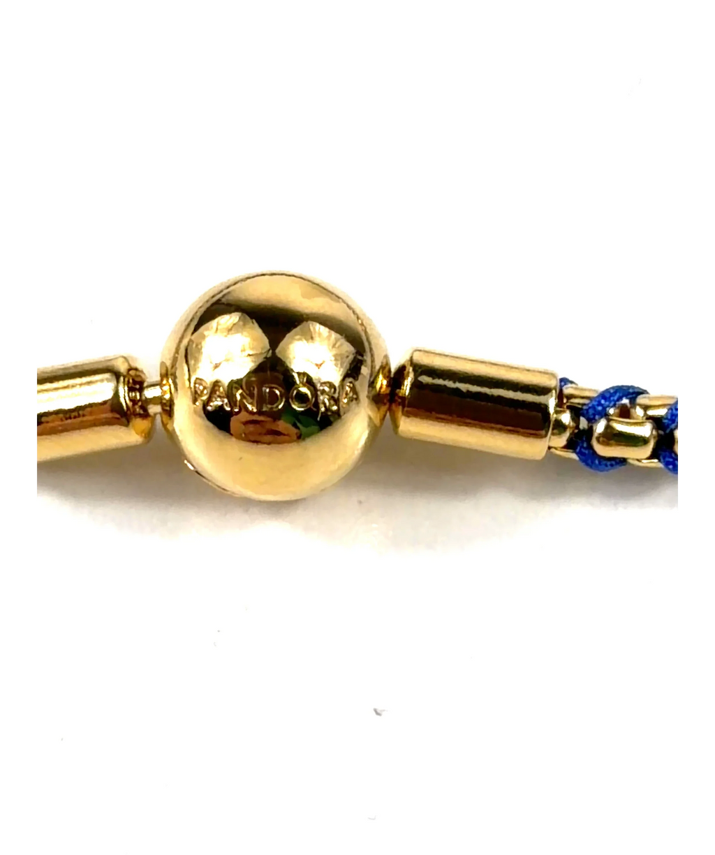 Pandora gold Blue Cord Box Chain Bracelet (Gold-Plated), size UK S/M — detail