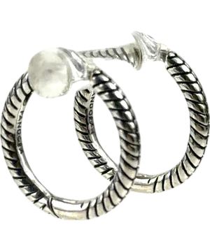 Pandora Moments Silver Small Charm Hoop Earrings