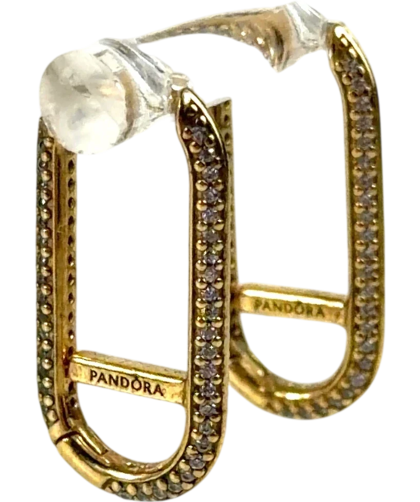 Pandora gold ME Pavé Link Earring — back
