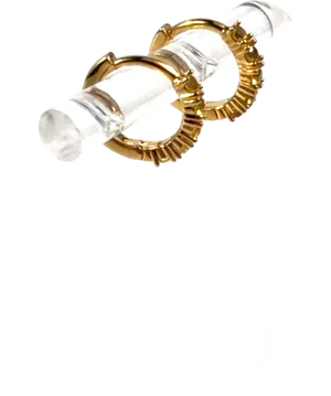 Pandora Yellow Gold Crystal Hoop Huggie Earrings