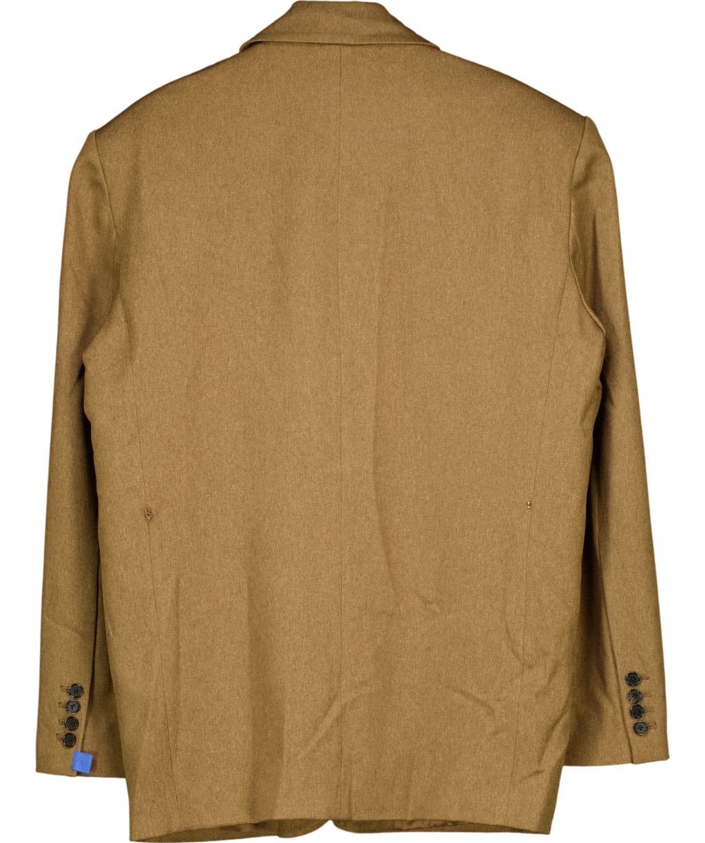 ATELIER NINETY FIVE camel Oversized Boxy Woven Blazer, size UK XS/S — back