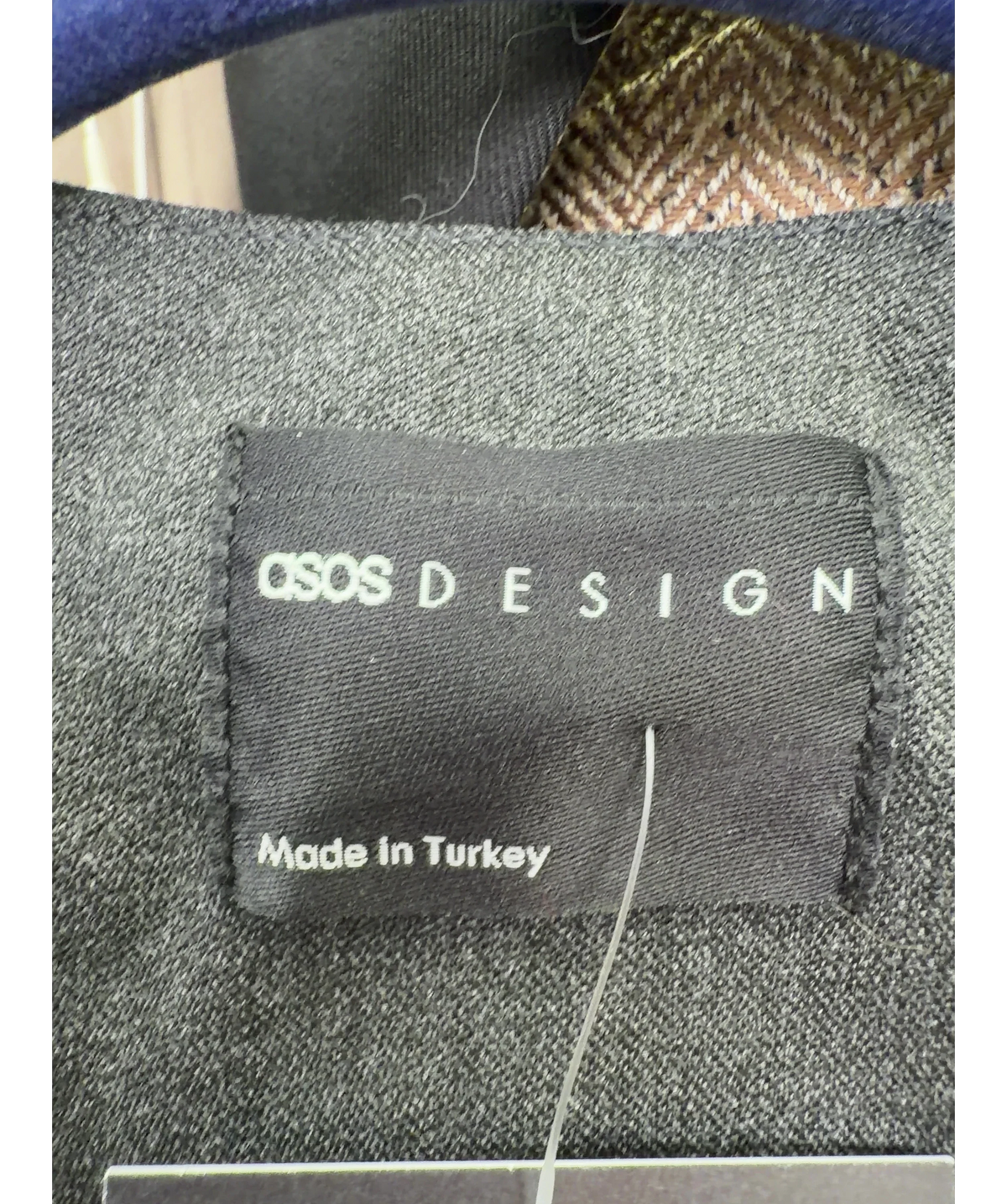ASOS Grey high break point collarless blazer, size UK 8 — detail