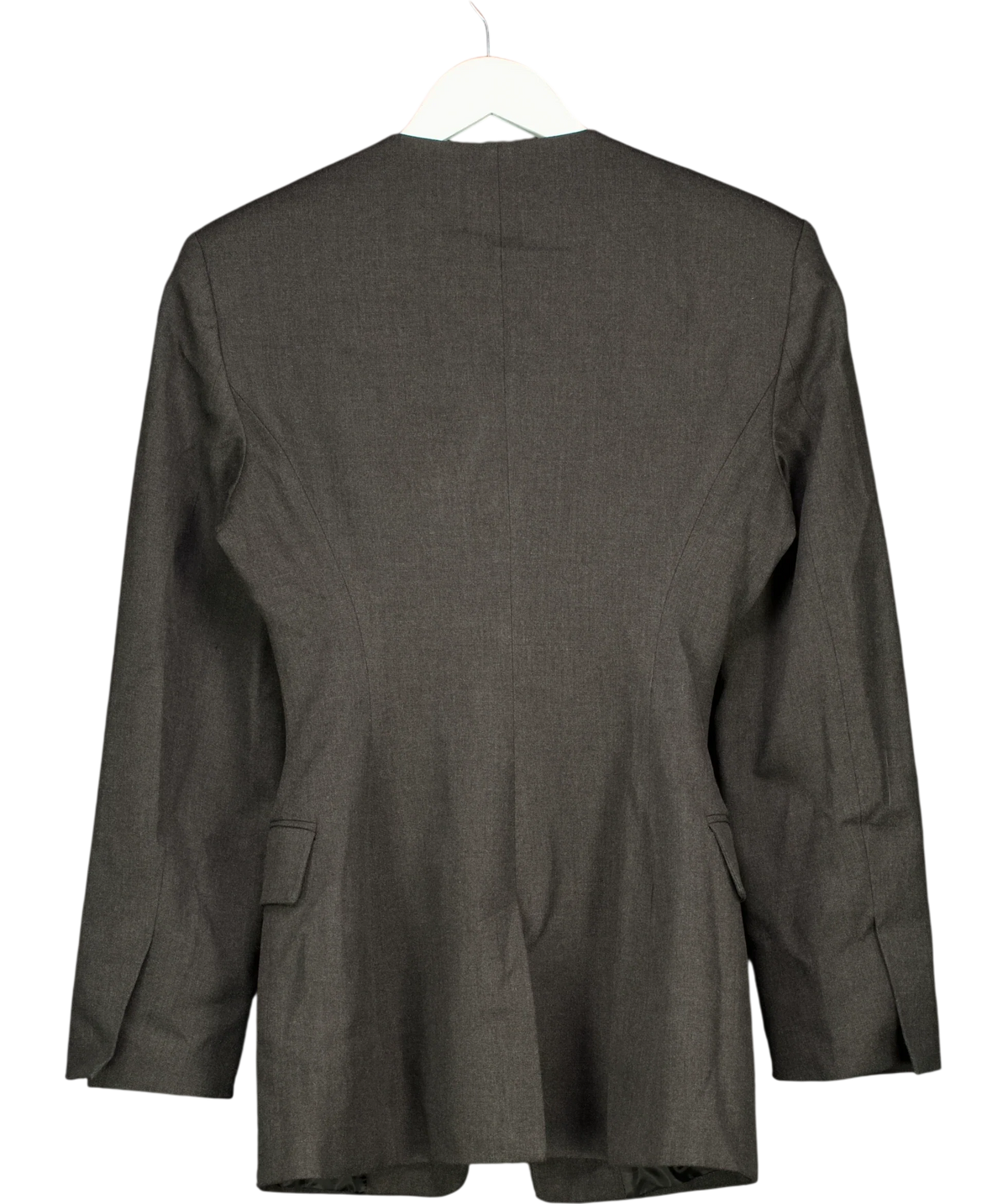 ASOS Grey high break point collarless blazer, size UK 8 — back