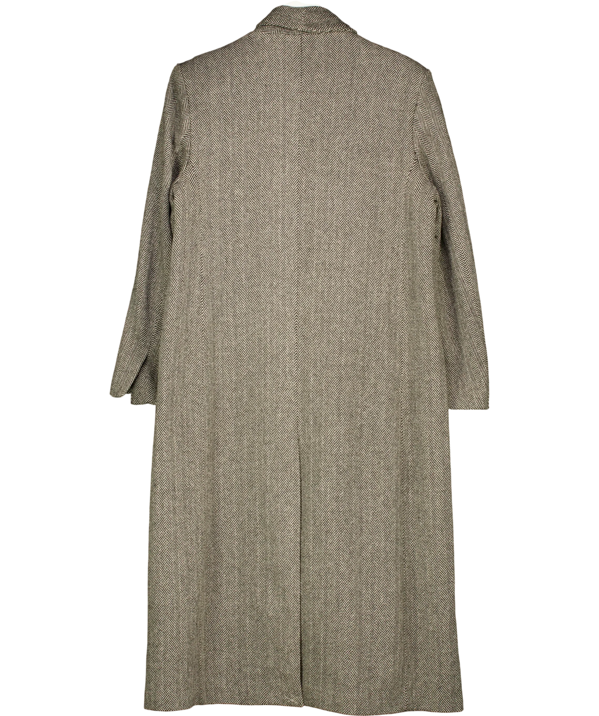 M&S AUTOGRAPH Brown Wool Blend Herringbone Longline Tailored Coat, size UK 12 — back