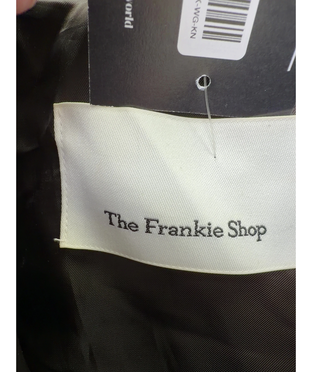 THE FRANKIE SHOP dark brown Hudson Faux Leather Bomber Jacket, size UK XS/S — detail