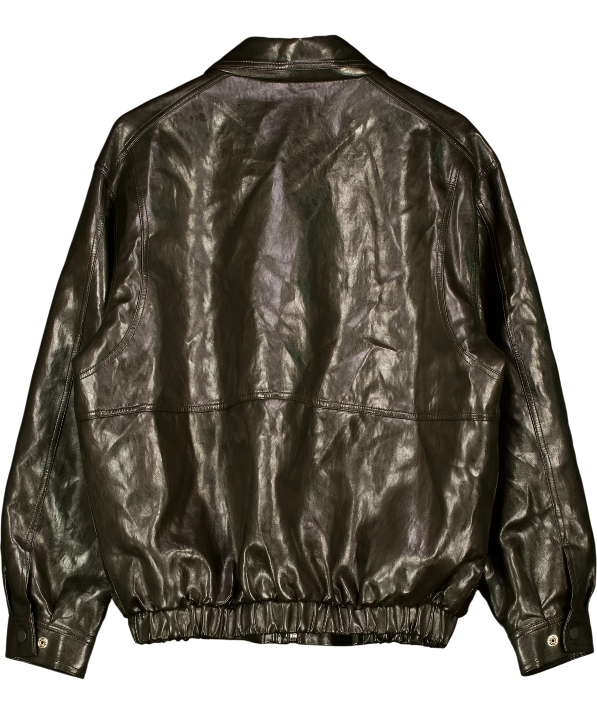 THE FRANKIE SHOP dark brown Hudson Faux Leather Bomber Jacket, size UK XS/S — back