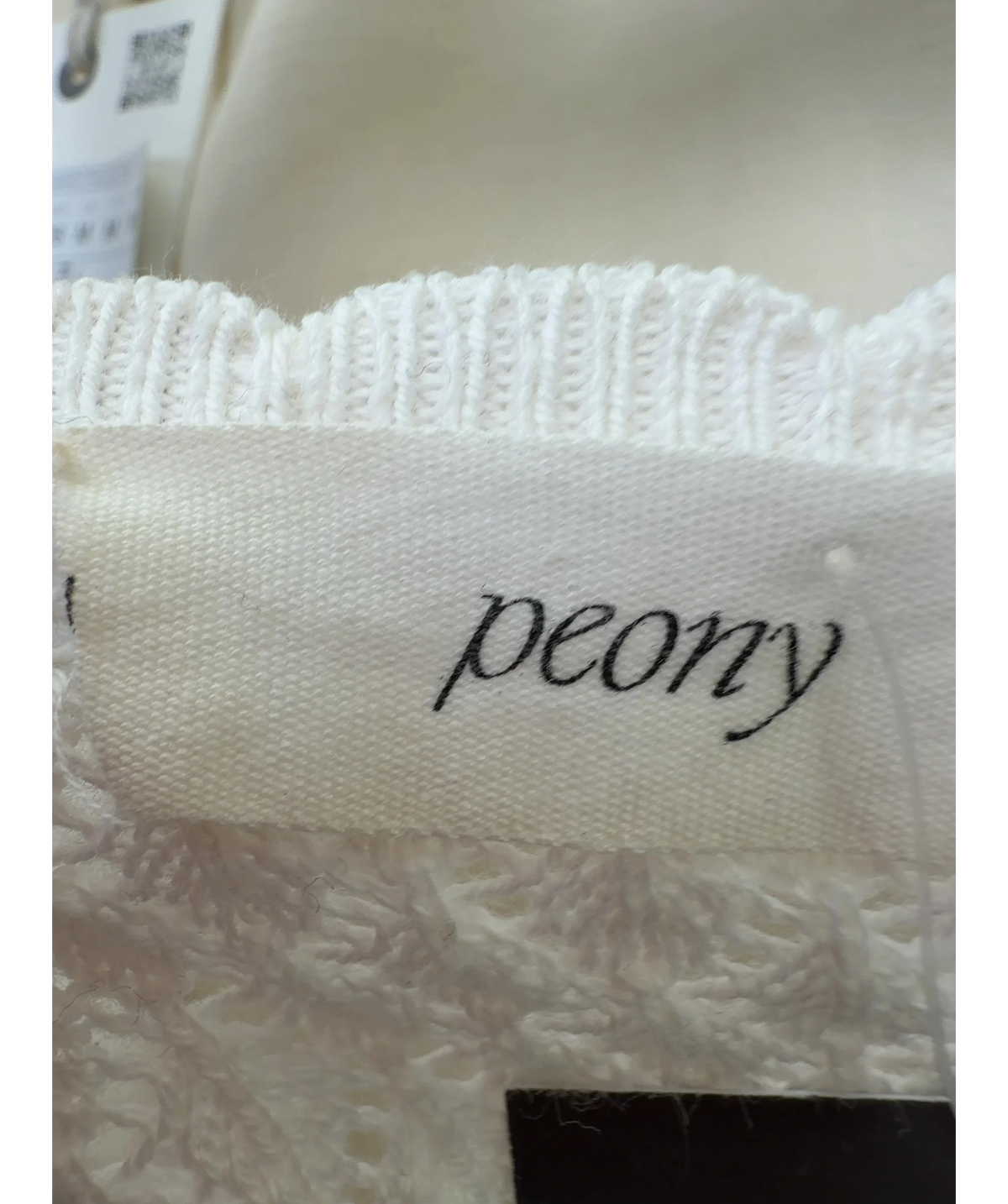 peony White crochet midi dress, size UK S — detail