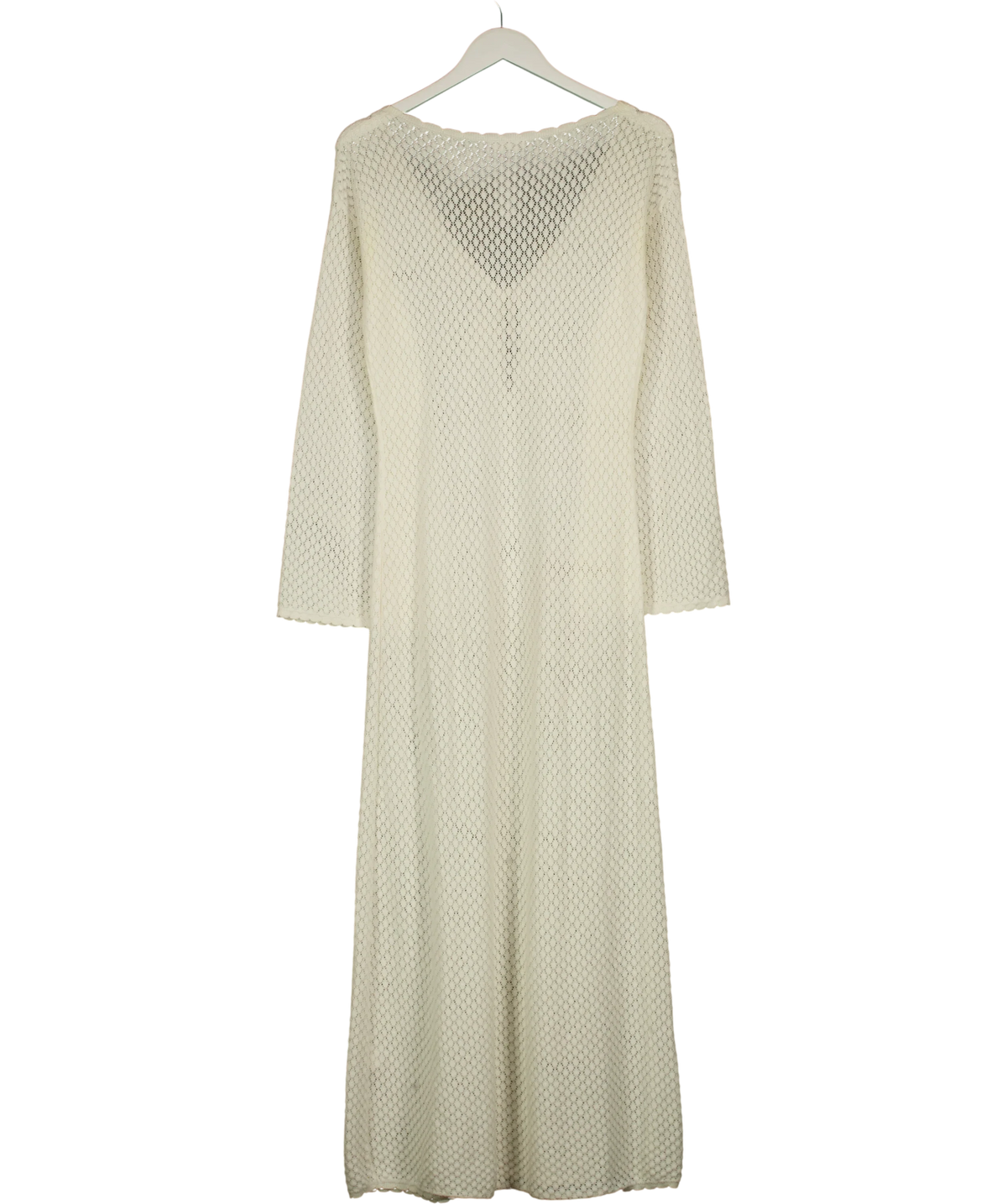 peony White crochet midi dress, size UK S — back
