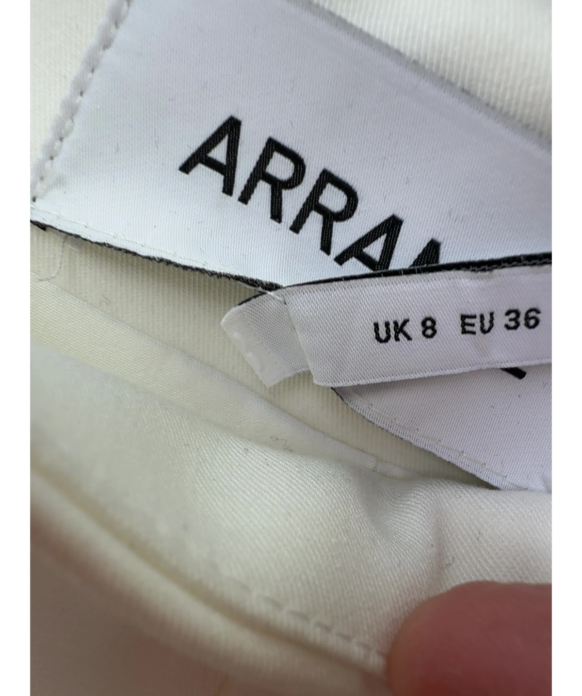 ARRANGE Cream structured midi skirt with ruffle detail, size UK 8 — care label