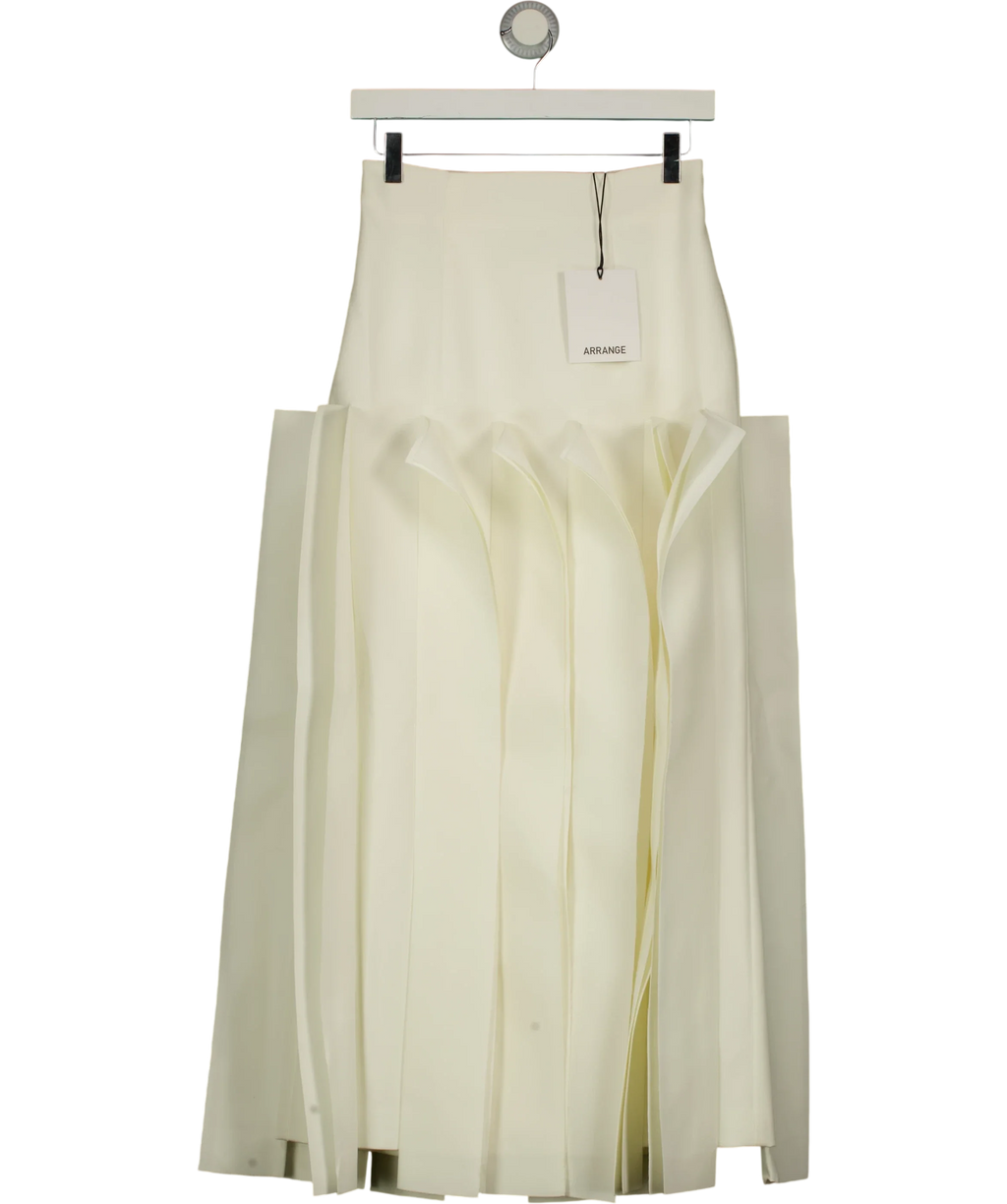 ARRANGE Cream structured midi skirt with ruffle detail, size UK 8 — front