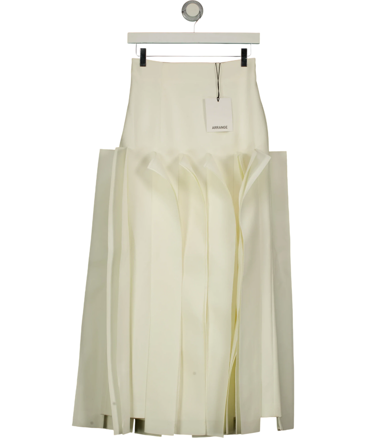 ARRANGE Cream structured midi skirt with ruffle detail, size UK 8 — front