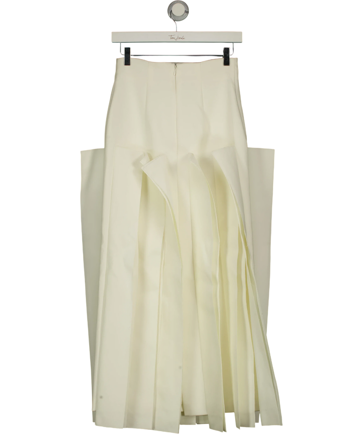 ARRANGE Cream structured midi skirt with ruffle detail, size UK 8 — back