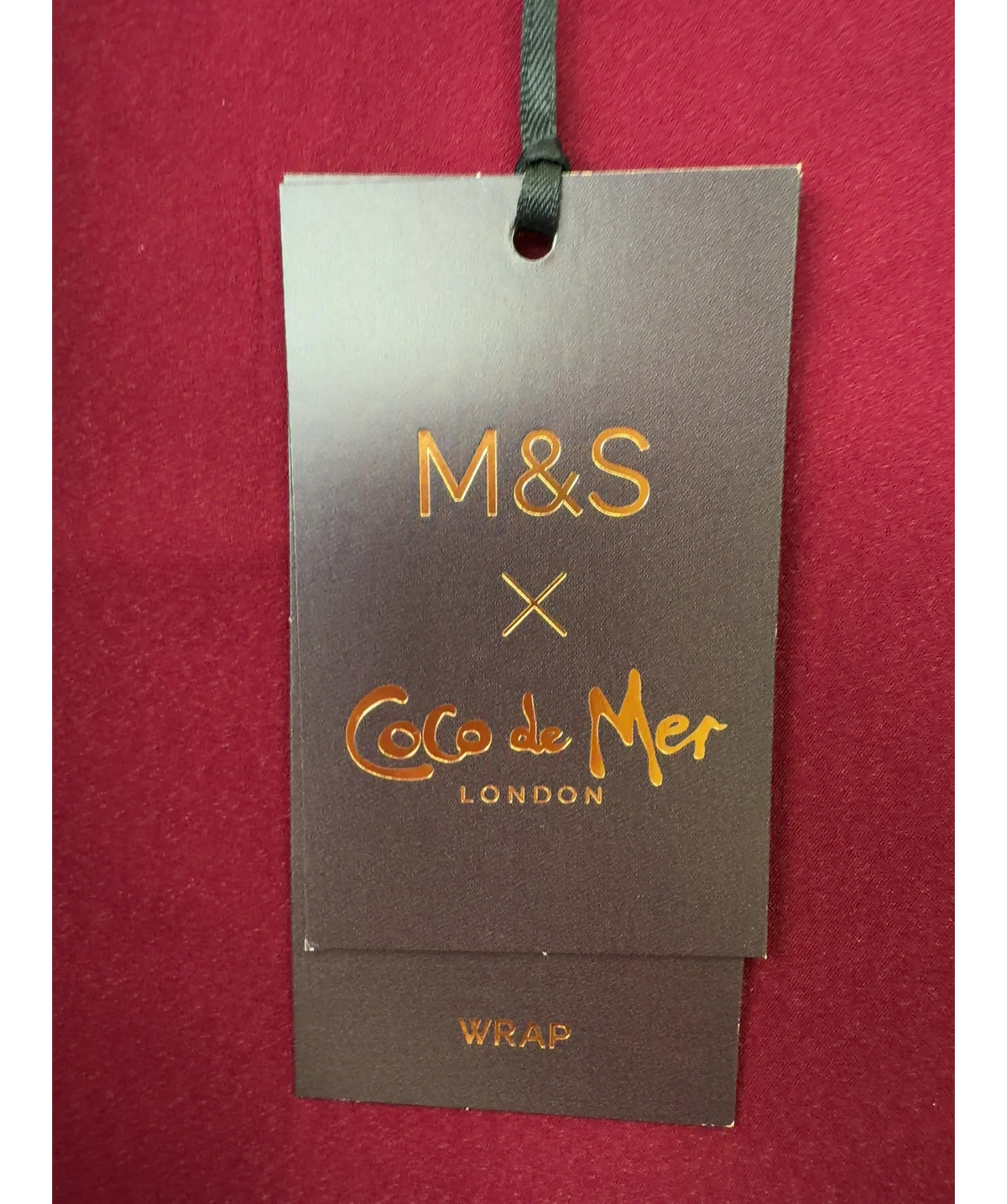 Marks and Spencer Red Belle Satin Wrap, size UK S — detail