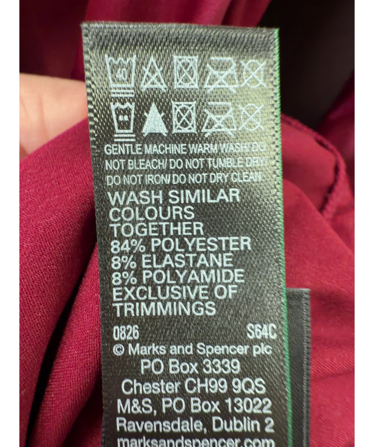Marks and Spencer Red Belle Satin Wrap, size UK S — label