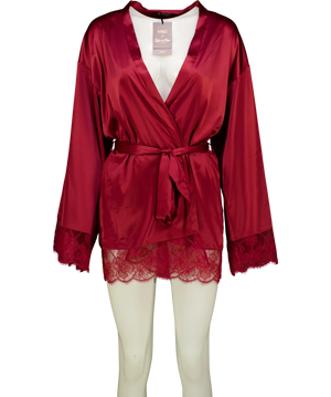 COCO DE MER X M&S Belle Satin Wrap Red Robe UK S