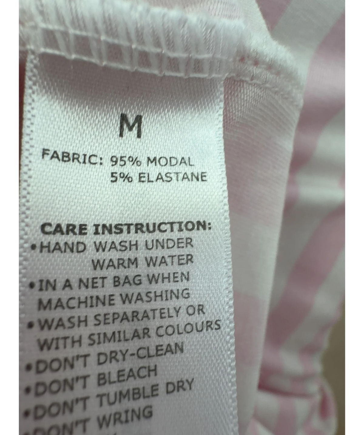 Stripe & Stare Pink Colour, size UK M — label